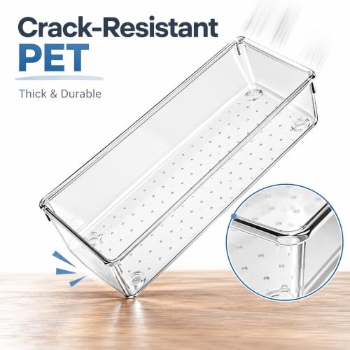 CHOWAY 10 Pack Large Clear Drawer Organizer Trays, 3 Sizes, Non-Slip - image 5