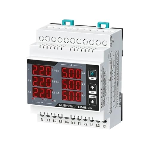 Multimètre EM-06-DIN triphasé de panneau pour tension fréquence et courant sans TC