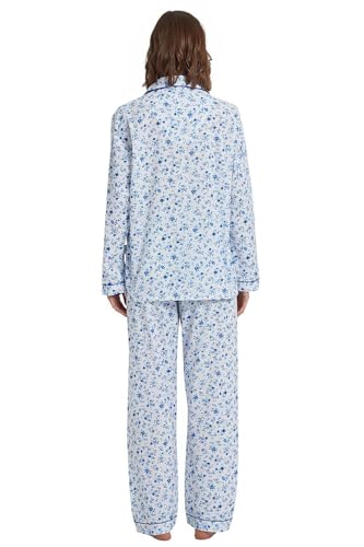 GLOBAL Womens Cotton Pajama Set for Women Long Sleeve PJs Button Down Sleepwear S-3XL2