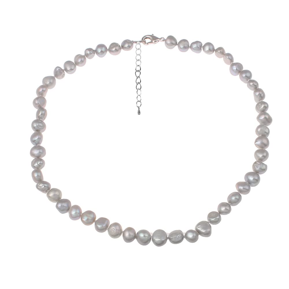 VN JewelryVN Jewelry Women's Pearl Necklace - Stunning White, Pink, Grey, Green, Black, Multicolor 7-8Mm Baroque Cultured Freshwater Pearl Necklace for Women and Girls 18In Plus 2IN Extender