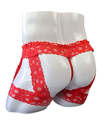 Men's Lingerie Panties Lace Tirm Bulge Pouch G-String Thongs Underwear with Garter4