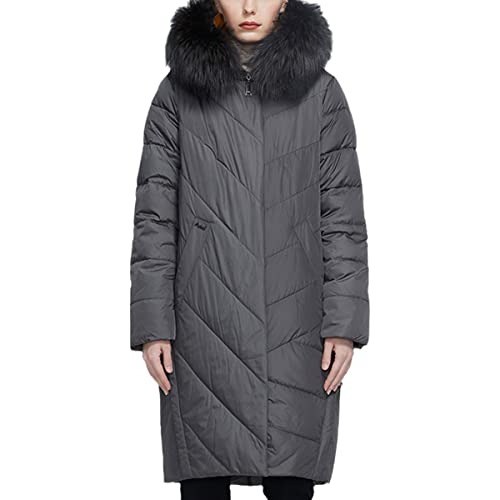 Veste d'hiver pour femmes parka longue chaude gris L059 grande taille