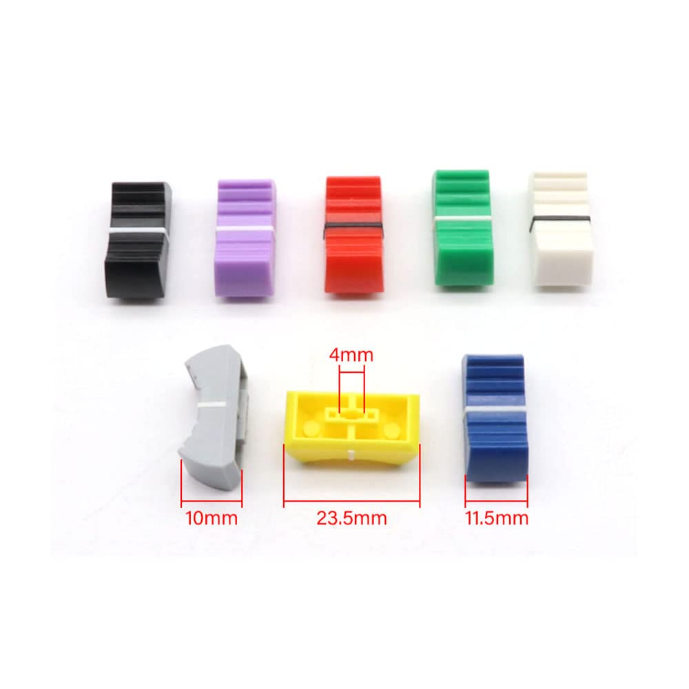 10PCS Mixer Dimming table straight slide potentiometer fader button cap 4mm hole audio adjustment cap,blue