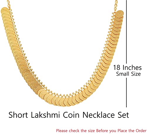 Image of VAMA Fashions Laxmi coin kasulaperu Traditional Temple Coin Jewellery God Lakshmi Coin Necklace Set for Women