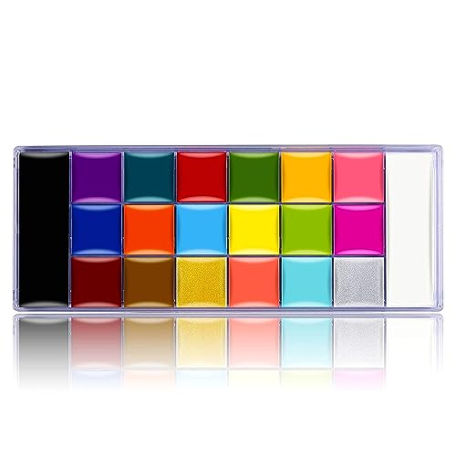 THR3E STROKES Face Paint Makeup Palette Professional 20 Colors Body Paint Oil Halloween Cosplay Party Stage Fancy Painting Kit Non Toxic Palette