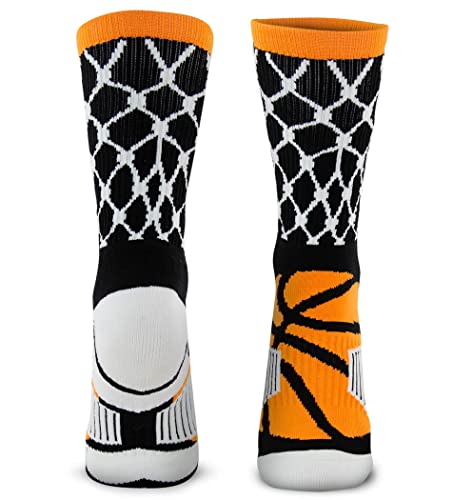Image of ChalkTalkSPORTS Basketball Socks - Cushioned Mid-Calf Crew - Youth & Adult | Moisture-Wicking Performance Blend, Athletic Basketball Gear, Stay-Up Technology, Arch Support, Breathable, Boys and Men