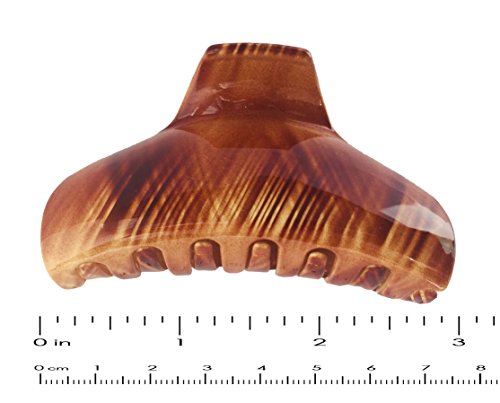 Parcelona-French-Fat-Captain-Beige-Wave-Medium-2-34-Covered-Spring-Celluloid-Jaw-Hair-Claw-Clip Parcelona French Elegant Beige Wave Medium 2 3/4" Covered Spring Celluloid Acetate Jaw Hair Claw Clip Non Slip Women Hair Accessories, Made in France