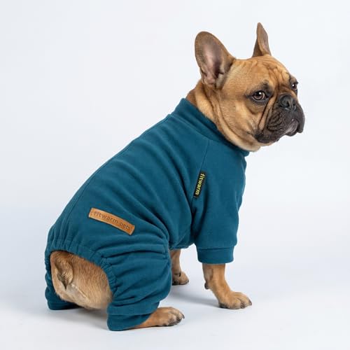 Fitwarm 2 Pack Lightweight Fleece Dog Pajamas, Warm Winter Dog Clothes for Small Dogs Boy Girl, Fuzzy Pet Onesie with Feet, Light Sky Blue, Turquoise, Medium - Image 3