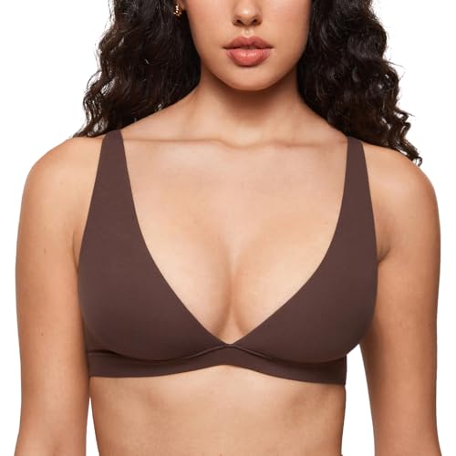 Image of INLYRIC Women's Inbarely Soft Plunge Bralette - Deep V Unlined Triangle No Padding No Underwire Sexy Comfort Sleep Bra