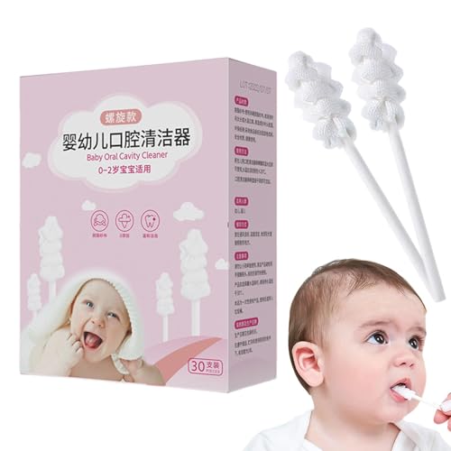 赤ちゃん用口腔洗浄器、赤ちゃん用口腔洗浄器,ソフトベビー口腔クリーニングスティック - 赤ちゃんの歯が生えるクリーニングスティック30本セット、ポータブルガーゼ歯ブラシ、歯の口のクリーニング用幼児用歯ブラシ
