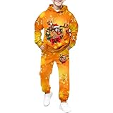 OUMSHBI Jogginganzug Weihnachten Kinder Elch Druck Trainingsanzug Jungen 2 Teilige Hoodie Und Jogginghose Sets Weihnachts Sportanzug Oversized Freizeitanzug mit Taschen Streetwear Tracksuit Hausanzug