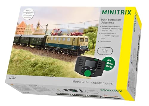 Minitrix Digital-Startpackung Personenzug Modellbahn Set mit Lok Wagen Gleisen & Digitalsteuerung realistisches Zugmodell ab 15 Jahren Spur H0-11132