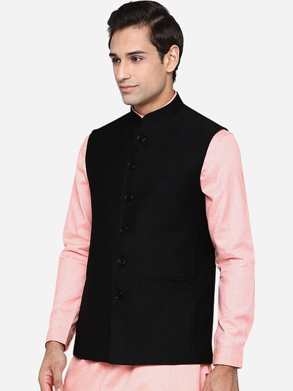 Image of VASTRAA FUSION Men's Traditional Woolen Nehru Jacket Modi Waistcoat