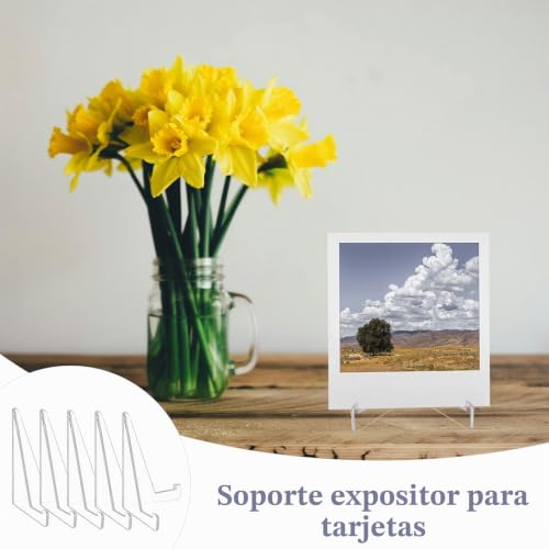 Miniatura 2 de Esyfor Soporte Para Tarjetas Acrílico, 20 Piezas Soporte De Caballete Transparente Antideslizantes Plástico Soportes Para Platos Para Postales,Relojes De Bolsillo Y Medallas,8.5 5cm