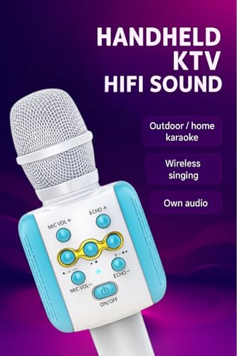 Image of Ankuka Wireless Karaoke Microphone with Speaker - Handheld Bluetooth Mic for Singing with Echo Effect, 5 Magic Voice Modes, Music Sync LED & 1800mAh Rechargeable Battery - for Adults & Kids