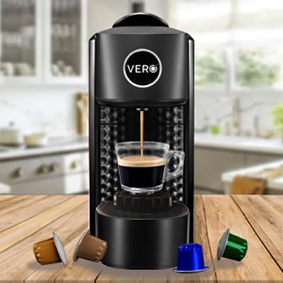Image of VERO Infuso Pro Capsule Coffee Machine, Black, 20 Bar Italian ULKA Pump Espresso Maker, Compatible with Nespresso Original, 3 Brew & Temp Customization, Professional Coffee Maker, 2 Yr Warranty