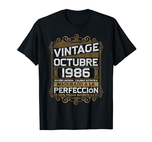 Octubre 1986 Vintage Regalo 37 Años Cumpleaños Hombre Camiseta