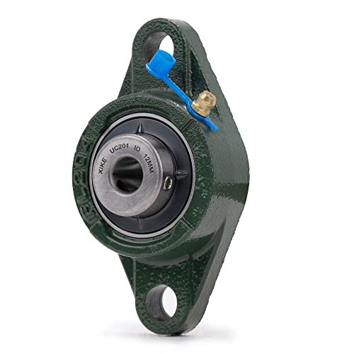 Image of XIKE 2 Pcs UCFL201 Bore 12 mm Pillow Block Flange Mounted Ball Bearings. | Solid Cast Iron Base and Self Aligning Chrome Steel Sealed Bearings