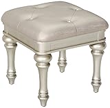 Bling Game Vanity Stool with Arrow Bun Feet Metallic Platinum