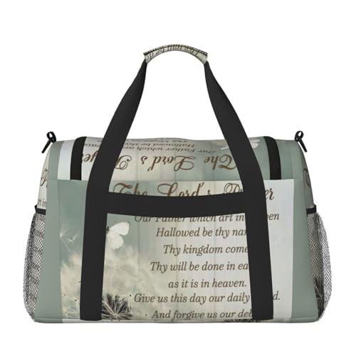 Dandelion The Lord'S Prayer Large Travel Duffle Bag – Durable Polyester Weekender with Hand Carry & Shoulder Strap for Sports & Outdoor2