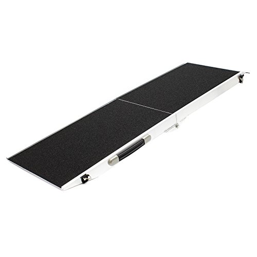 Wiltec Hunderampe faltbar, 183 x 49 cm, geklappt 92 x 49 cm, aus Aluminium, rutschsicher, Traglast bis zu 115 kg, Haustierrampe