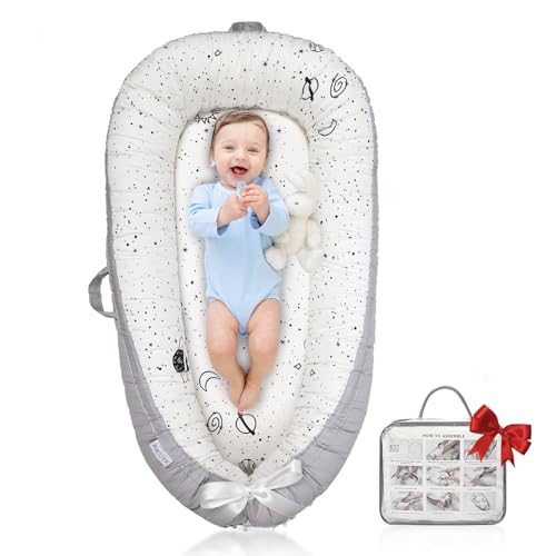 Image of Baby Lounger for Newborn Cover - Newborn Lounger for 0-12 Months, Breathable & Portable Infant Lounger - Adjustable Cotton Soft Baby Floor Seat for Travel, Newborn Essentials - Wide Universe