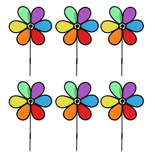 Flower Pinwheels Yard Garden Pinwheels: 6 Pack Outdoor Pinwheels Rainbow Pinwheels, Lawn Decor Wind Spinners Lawn Ornaments Wind Spinners, For Outdoor Patio Lawn Garden #TOP18
