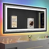 Snowdool 72”X36“ RGB LED Bathroom Mirror with Lights, Anti Fog Mirror with RGB Backlit Mirror Bathro