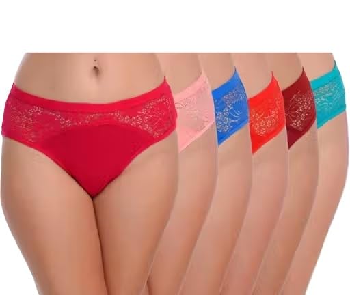 Women Ice Silk Blend Hipster Panty Pack of 6 with No Show Invisible Lines Daily Comfort Fit Multi 2XL Multicolour-image-33
