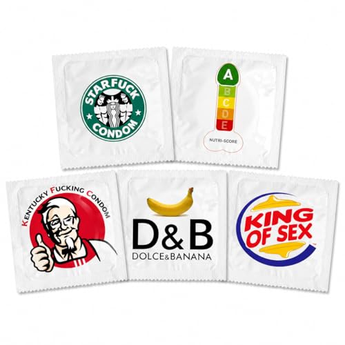 CALLVIN Pack de 5 Préservatifs Humour Parodie – Emballages Personnalisés « Mesure ton Plaisir » – Idée Cadeau Drôle – Latex Fin et Résistant –...