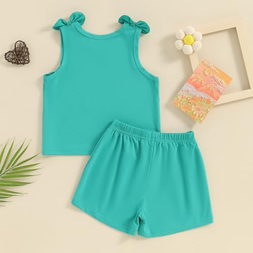 Image of Toddler Little Girl Clothes Summer Sleeveless Daddys Girl Letter Tank Tops Shorts Set 2Pcs Kids Casual Outfits