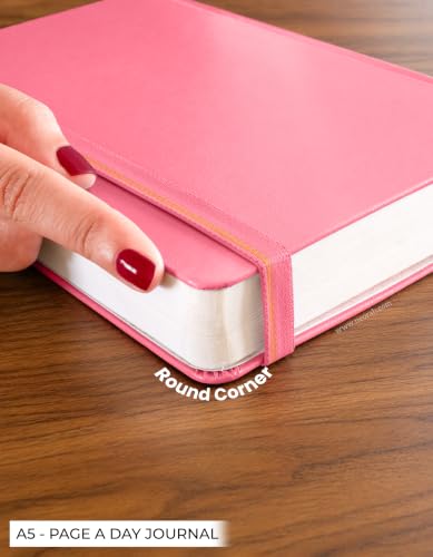 Image of NEORAH -A5 PLAIN | 368 Pages - 110 Gsm |PAGE A DAY JOURNAL (21x14.8 cm)-Hardcover Unruled Notebook |Back Pocket |3 Silk Book Mark - Completely HANDMADE for Journaling,writing- PINK