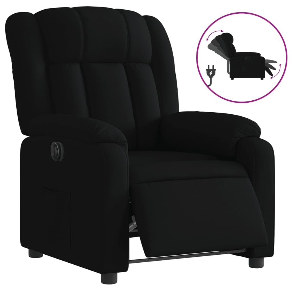 Rantry Poltrona Elettrica Reclinabile Nera in Tessuto,Mobile Sedia da Massaggio Poltrona Relax Tutto Il Corpo, Poltrona Massaggiante Poltrona Reclinabile Relax l