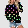 Generisch Pullover Women's Polka Dot Print Long Sleeve Sweatshirt Crew Neck Loose Sweatshirt Top, Hot Pink, M #1