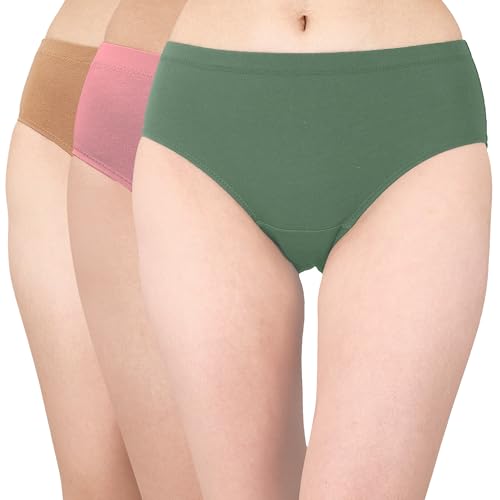 Image of SOIE Women High Rise Full Coverage Solid Colour Cotton Stretch Hipster Panty (Pack of 3)