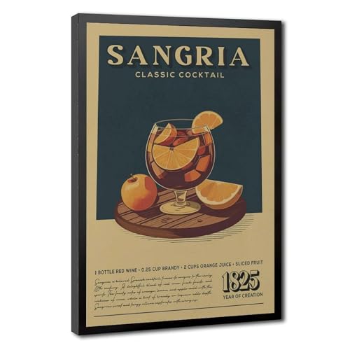 Poster Sangria Cocktail vintage sur toile 30x45 cm pour salon