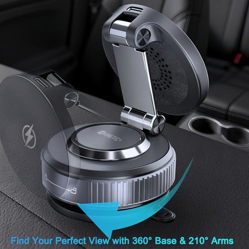 Image of for Magsafe Car Mount Charger, Vacuum Magnetic Car Phone Holder | 15W Fast Wireless Charging, 120LBS Suction, 3000gf N55 Magnetic Force, 360 Base & Dual Axis Adjustable Car Accessories
