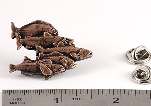 Alaska Pacific Fish Grand Slam, Fish Pin, Copper Plated, SC064, 1 1/2”, Halibut, King Salmon, Coho Salmon, Lingcod, Yelloweye Rock Fish, Lapel, Hat, Pins, Brooch, Jewelry, Gift, 100% Handmade in the USA, Over 200 Fish Designs Available.2