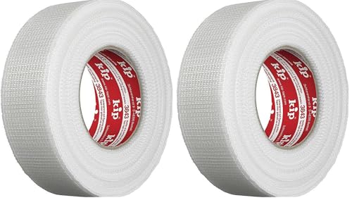 Ruban à joint Kip - Ruban en tissu permanent en fibre de verre 48 mm x 90 m - Pour travaux de réparation et de remplissage - Fixation facile - Autocollant et indéchirable (Lot de 2)