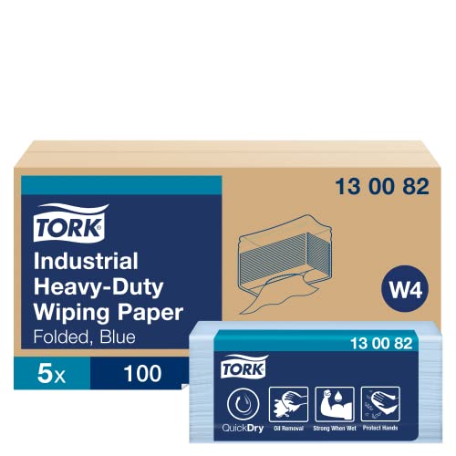 Papier d'essuyage industriel Tork 130082 bleu 3 plis absorbant pour système de distribution W4