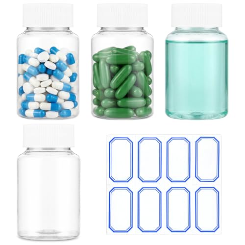 QFGasre Clear Pill Bottles 100ml Empty Plastic Medicine Bottle with Caps Wide Mouth Travel Reagent Bottles Chemical Containers for Liquid Solid Powders 4 Pcs