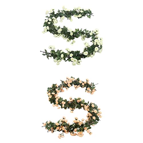 TISHITA 2 Pièces 5,9 Pieds 69 Têtes Artificielles Rose Flower Vine Home Garden Cover