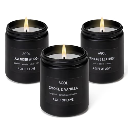Men-Scented-Candles-Set-Dad-Gifts-from-Daughter-Son-3-Pack-Premium-Lavender-Woods-Vintage-Leather-and-Vanilla-Candles-Set-Aromatherapy-Candles-Gifts-for-Men-Black-Jar-Candle-Gift-for-Fathers-Day