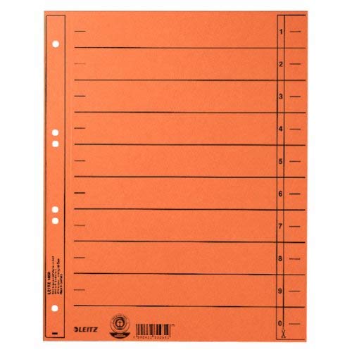 LEITZ Trennblätter, A4 Überbreite, Manilakarton 230g/qm 100 Stück