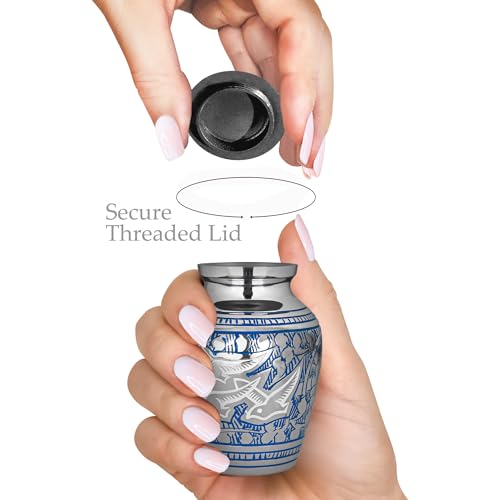 Image of Trupoint Memorials Cremation Urns for Human Ashes for Male or Female, Funeral Memorial Urns for Men & Women, Silver Birds, 1 Keepsake