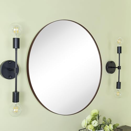 Image of TEHOME 30 inch Oil Rubbed Bronze Round Mirror Circle Bathroom Vanity Mirror