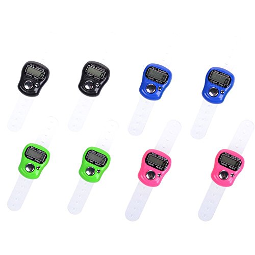 Contador electrónico de dedos LCD reiniciable de 5 dígitos, 8 unidades (negro, rosa fuerte, verde, azul) miniatura 1