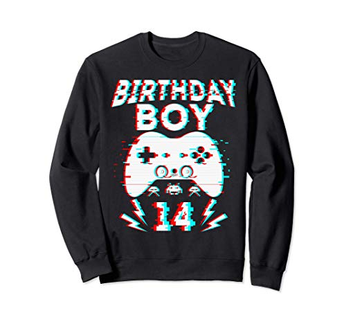 Birthday Boy 14 Years Old Video Gamer Gift Party Gaming Sweatshirt