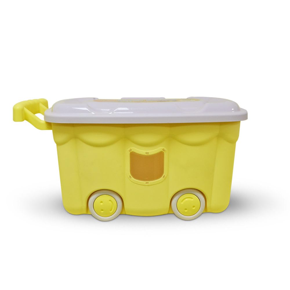 Cleaning Superstore Bee Home Children's Toy Storage Box Large Stackable Sturdy Toy Organizer with Wheels and Handle Yellow/Purple 50L