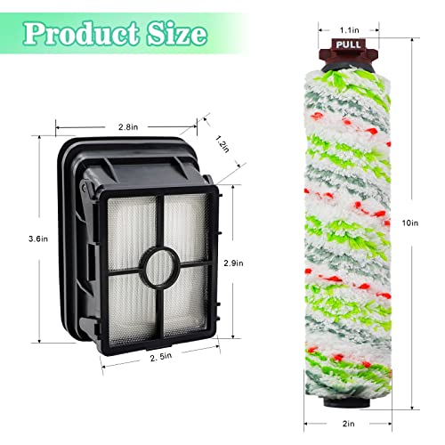 LUXRILIX Crosswave Replacement Brush Roll & Filters 1866 Replacement for Bissel CrossWave 2306A CrossWave 1785 Series Vacuum Cleaner (Pack of 3 2460 Multi-Surface Brush Rolls & 3 Filters)